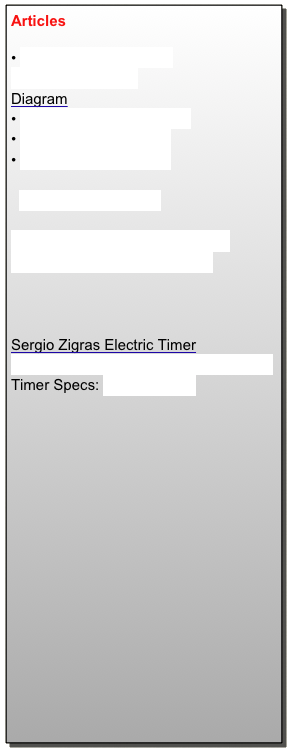 Articles
Frank Williams Profile
Bearcat_pg1-5.doc
Diagram
StuntPatternAllOn1pg.pdf
Stunt_Pattern_pg1.pdf
Stunt_Pattern_pg2.pdf
Electric Stunt Models
http://stunthanger.com/smf/index.php?topic=12044.0
Sergio Zigras Electric Timer
http://www.windyurtnowski.com/#ztron
Timer Specs: ztrontimer.pdf